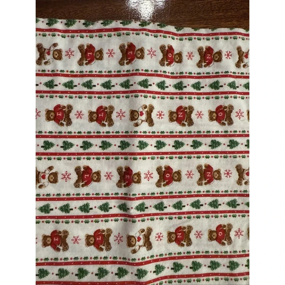 Vintage Cottage Core Pillowcase Christmas Teddy Bear King Size EUC Handmade